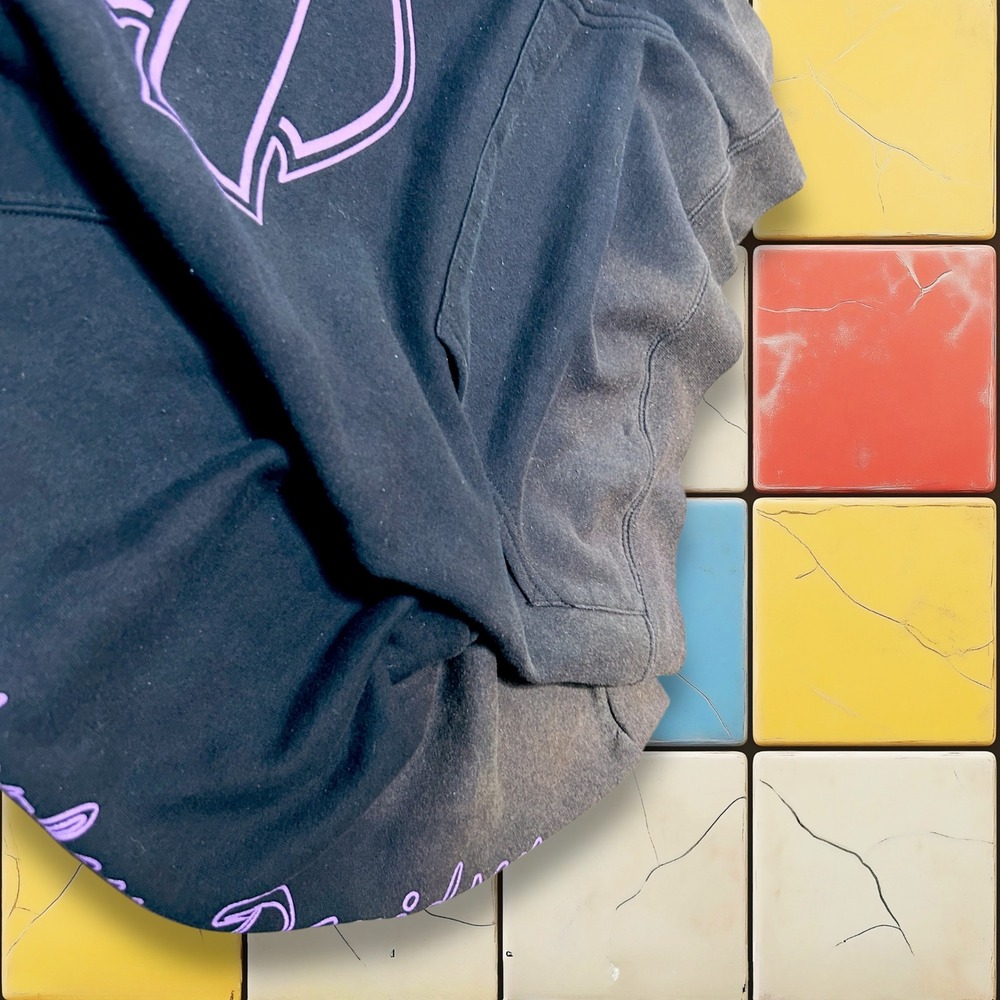 VTG Harley Davidson Faded Hoodie Sweatshirt Y2K Woman S Black‎ Purple Pullover - Picture 8 of 13